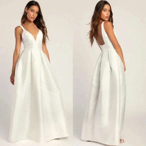 Lulus Ready For Romance Ivory Sleeveless Maxi Dress With Pockets Wedding - Picture 1 of 12